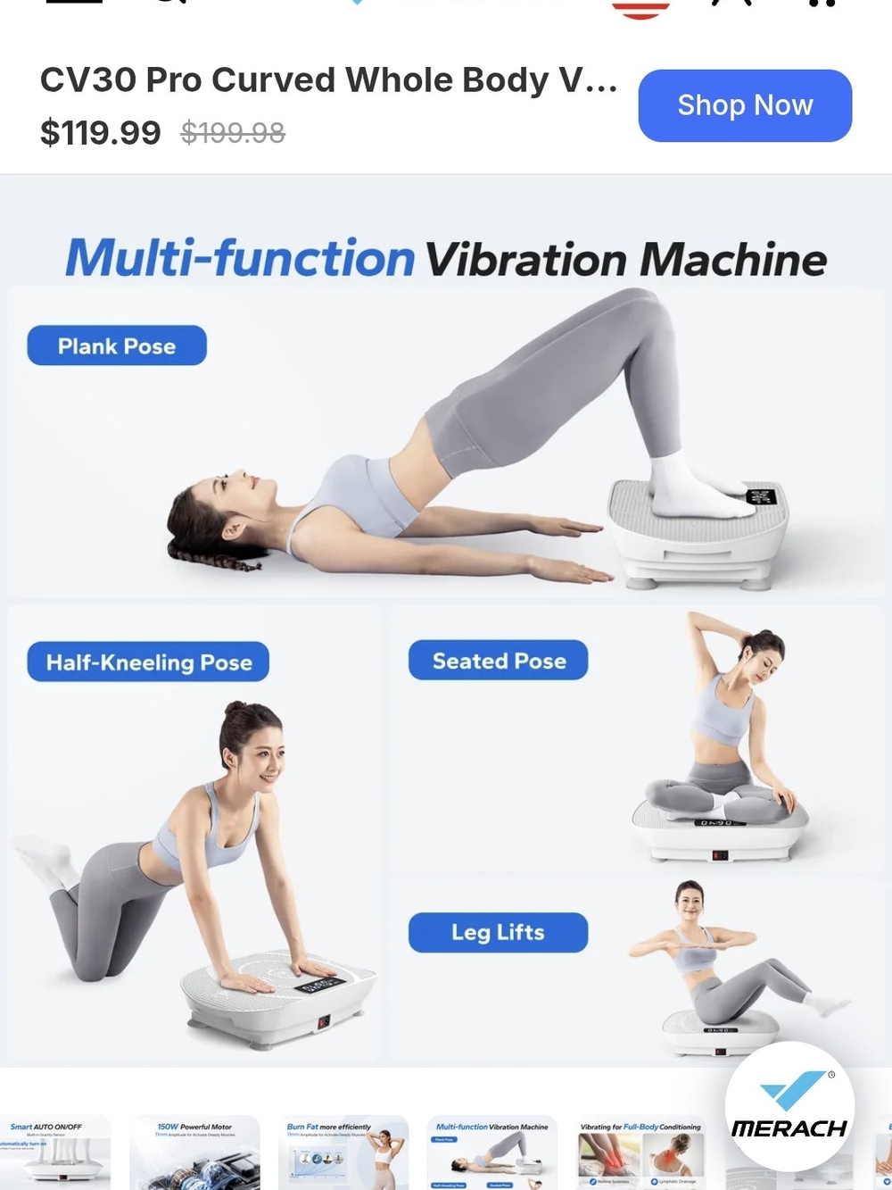 MERACH Whole Body Vibration Platform - White - Picture 5 of 8